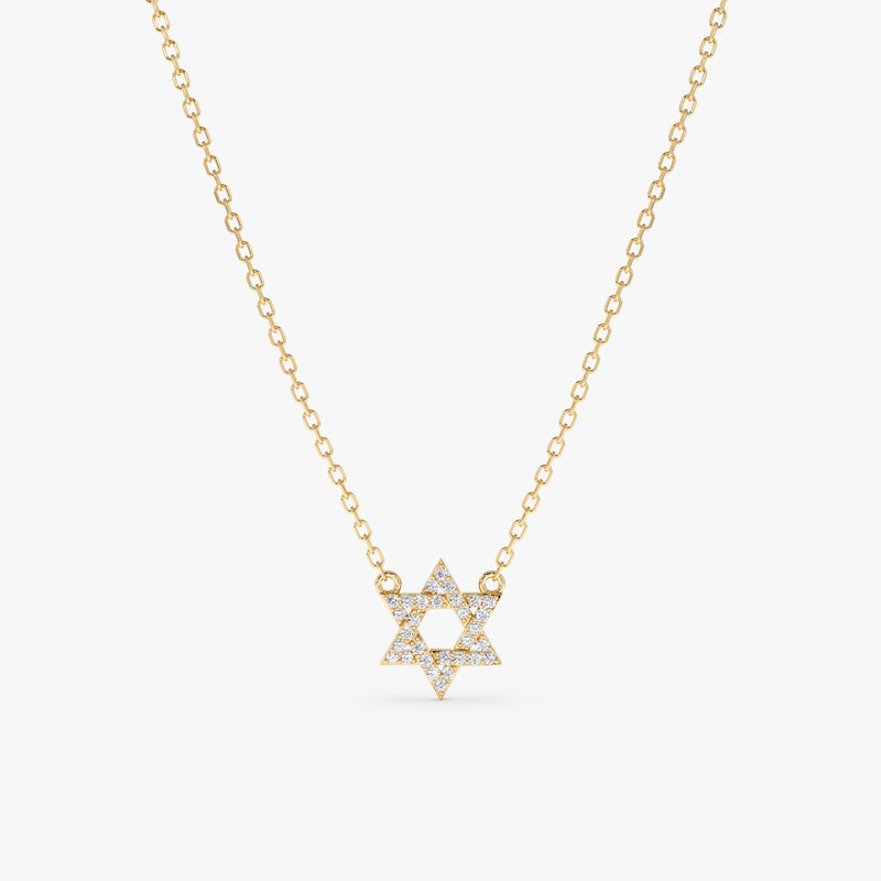 natural diamond yellow gold david star necklace