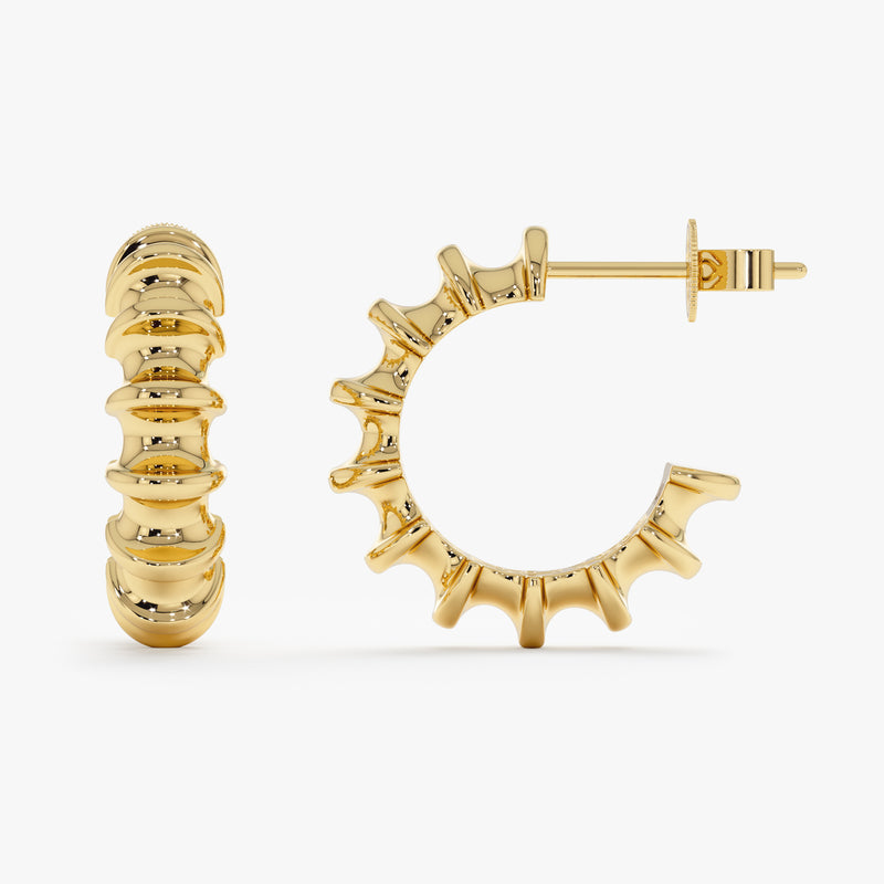 Gold Sculptural Hoop Earrings, Tazira