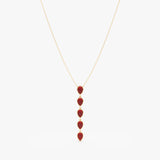 Coral Pear Cabochon Lariat Necklace, Wisteria