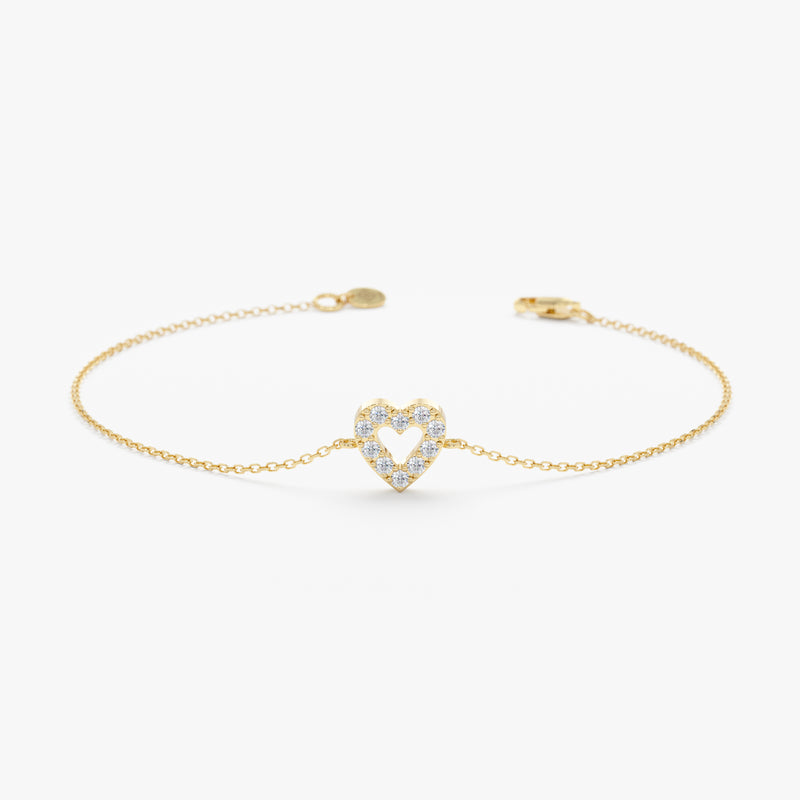 yellow gold april birthstone heart bracelet
