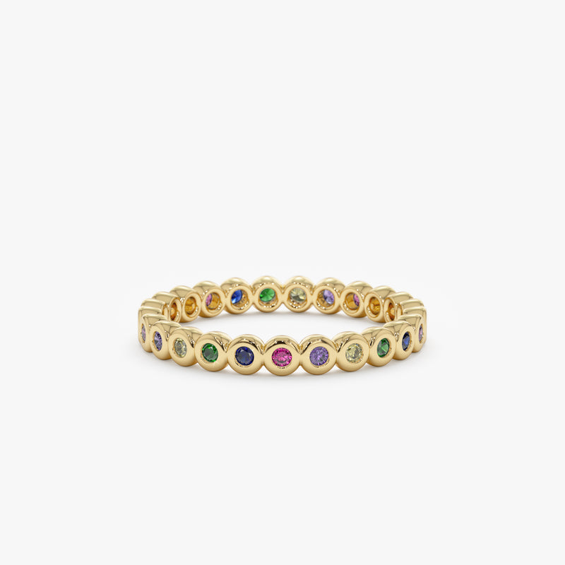 yellow gold sapphire eternity band