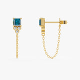 Blue Topaz Chain Earrings, Zeloria