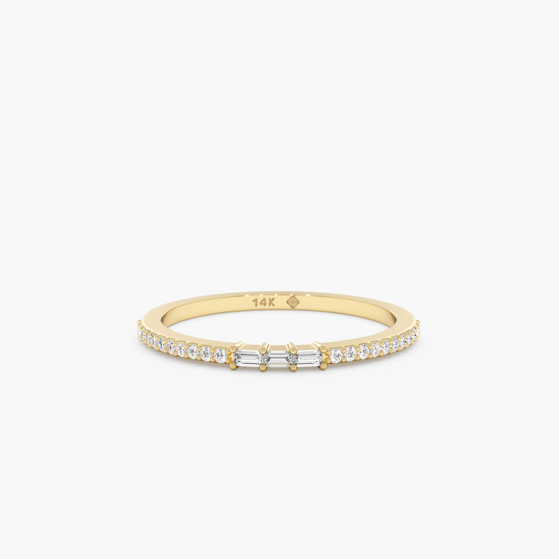 yellow gold thin diamond ring