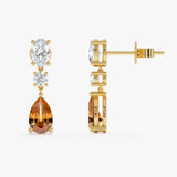 Diamond and Citrine Drop Earring, Maelina