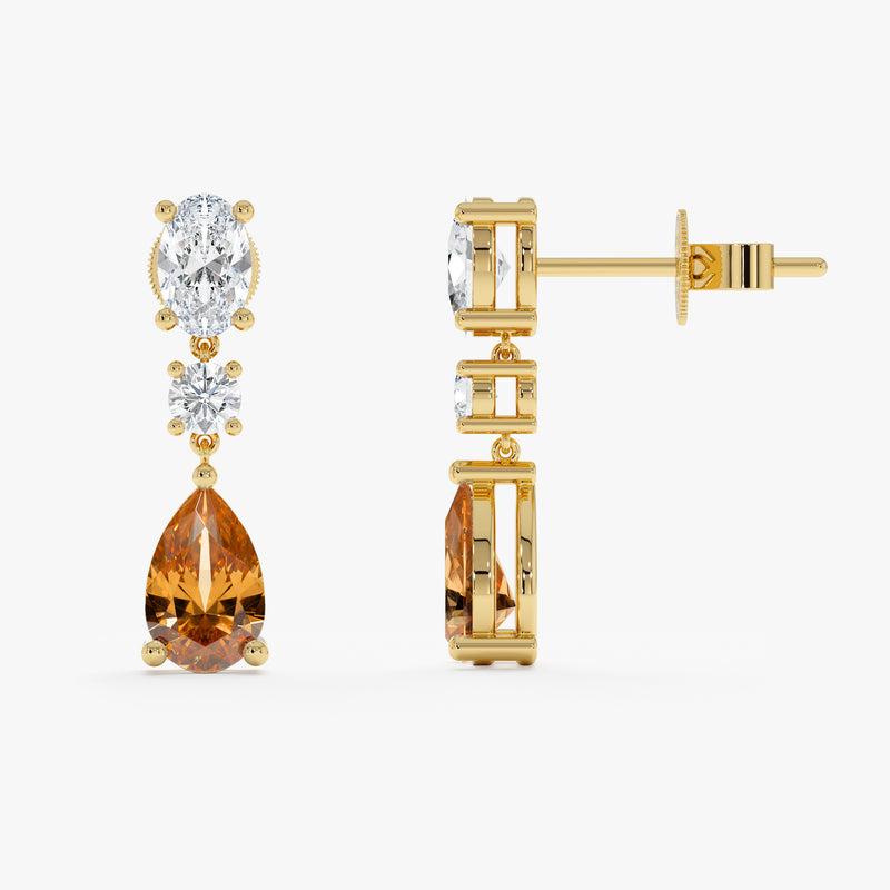 Diamond and Citrine Drop Earring, Maelina