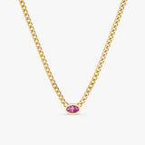 solid yellow gold natural sapphire cuban chain pendant