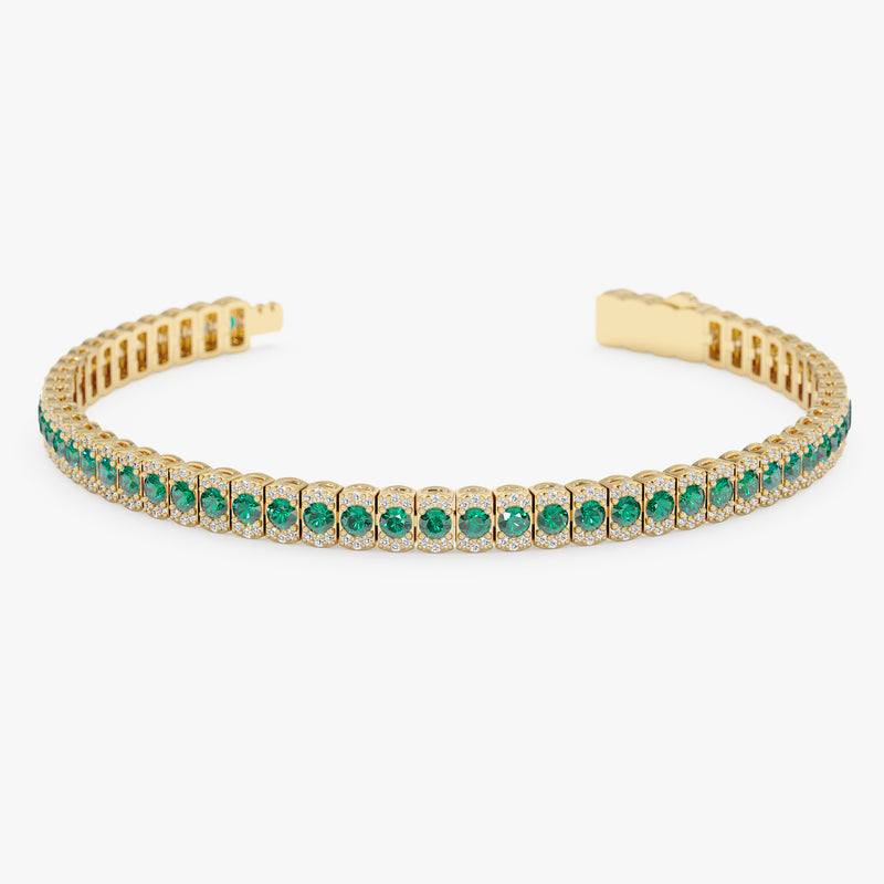 Lab Grown Emerald and Diamond Tennis Bracelet, Ismerelle