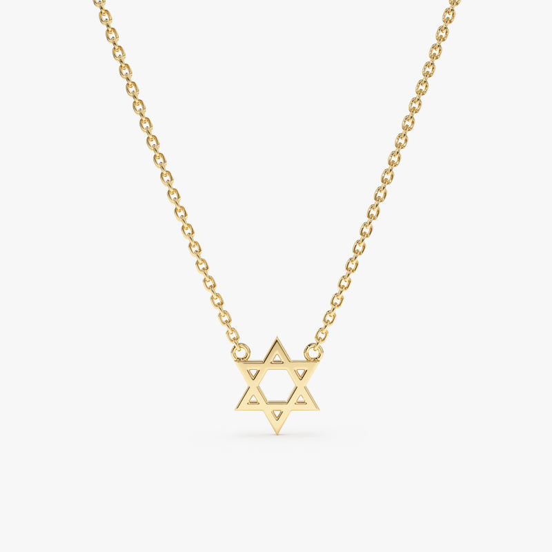 yellow gold handmade David Star necklace