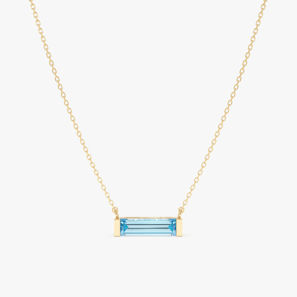 Natural Baguette Sky Blue Topaz Necklace, Vix