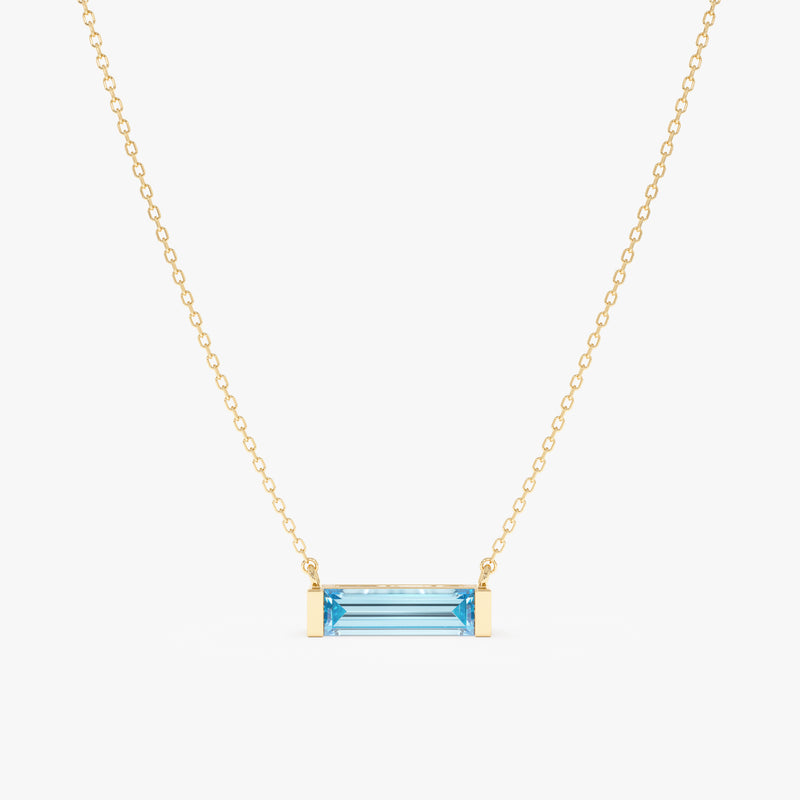 Natural Baguette Sky Blue Topaz Necklace, Vix