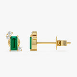 Lab Emerald and Diamond Studs, Ravela