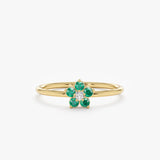 yellow gold emerald flower ring