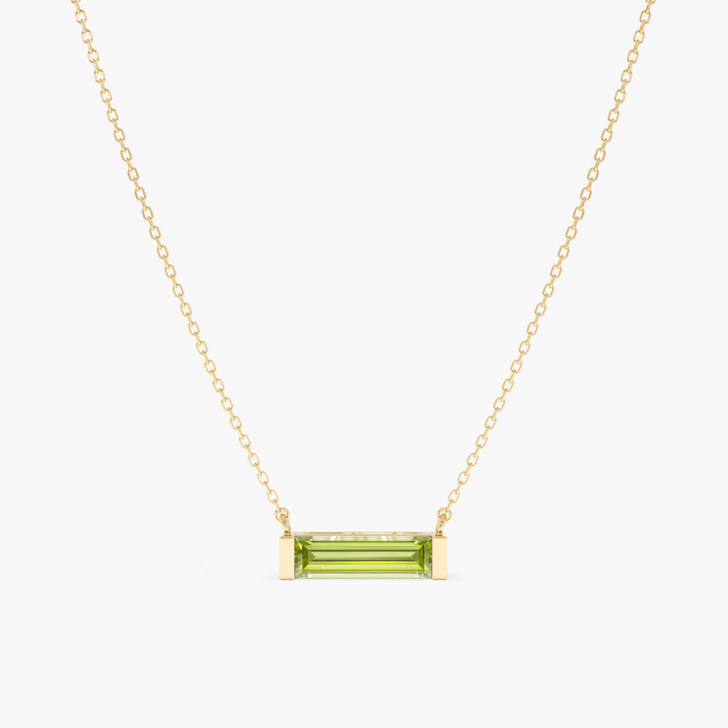 Natural Baguette Peridot Necklace, Vix