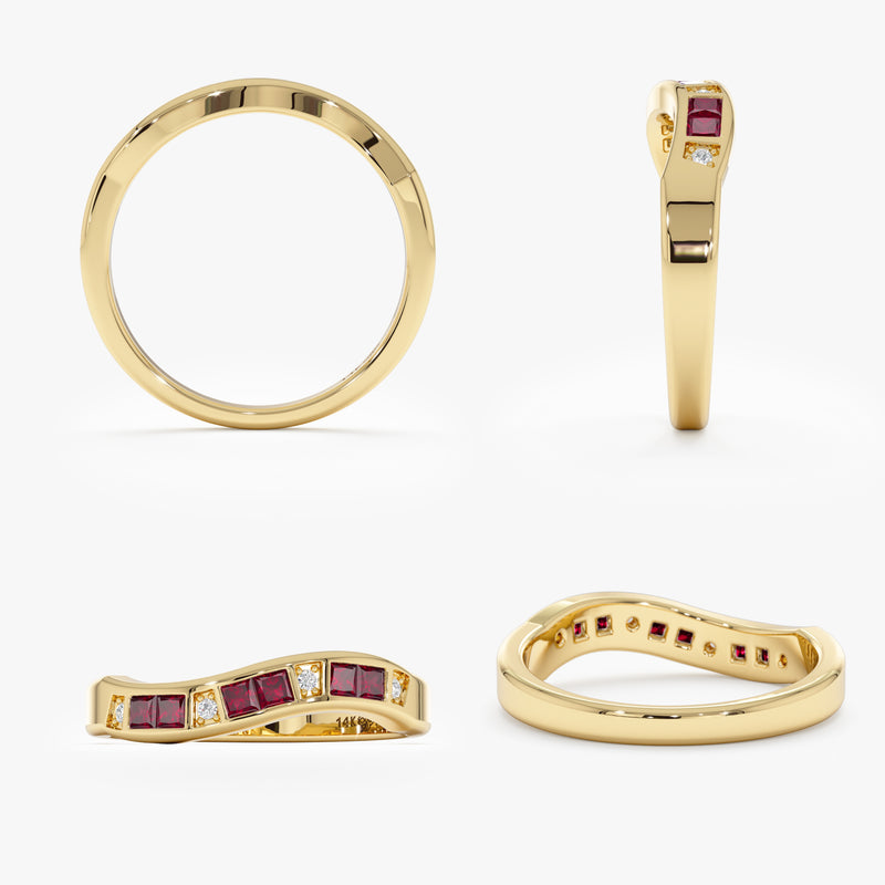 Wavy Ruby Stacking Ring, Nellie