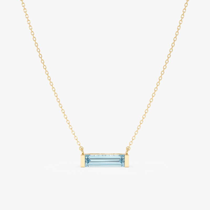 Natural Baguette Aquamarine Necklace, Vix