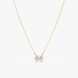 Solid Gold Rose Quartz Oval Necklace, Loa