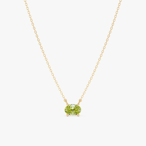 Solid Gold Moonstone Oval Necklace, Loa