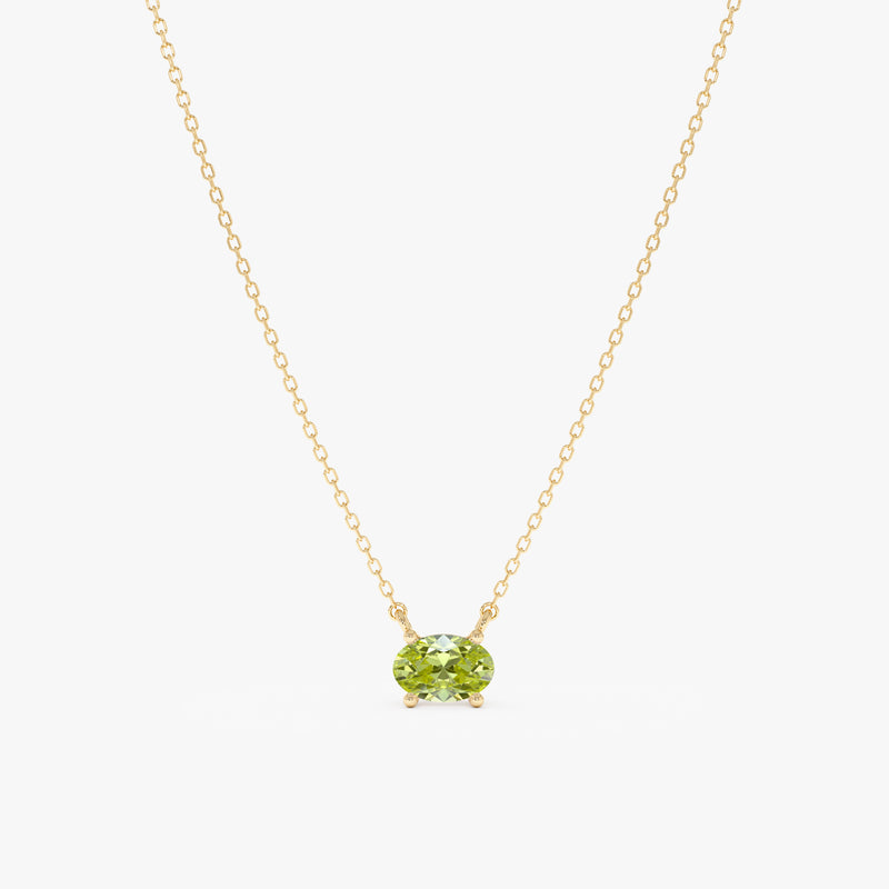 Solid Gold Moonstone Oval Necklace, Loa