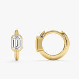 Emerald Cut Lab Grown Diamond Huggie, Reka