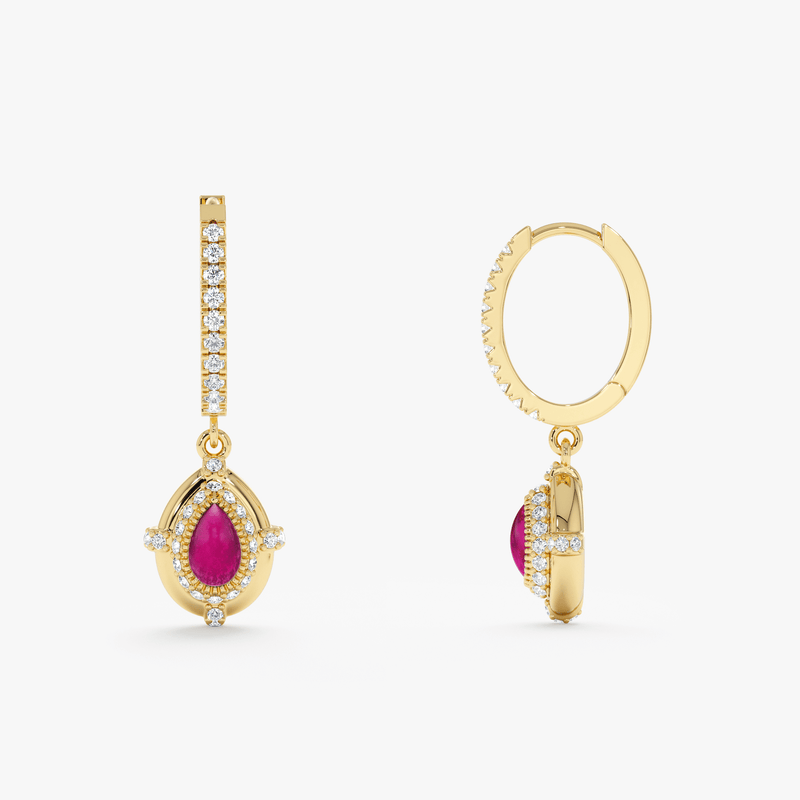 Tourmaline & Diamond Dangle Hoops, Naenia
