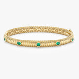 14k Gold Ribbed Emerald Bangle, Melina