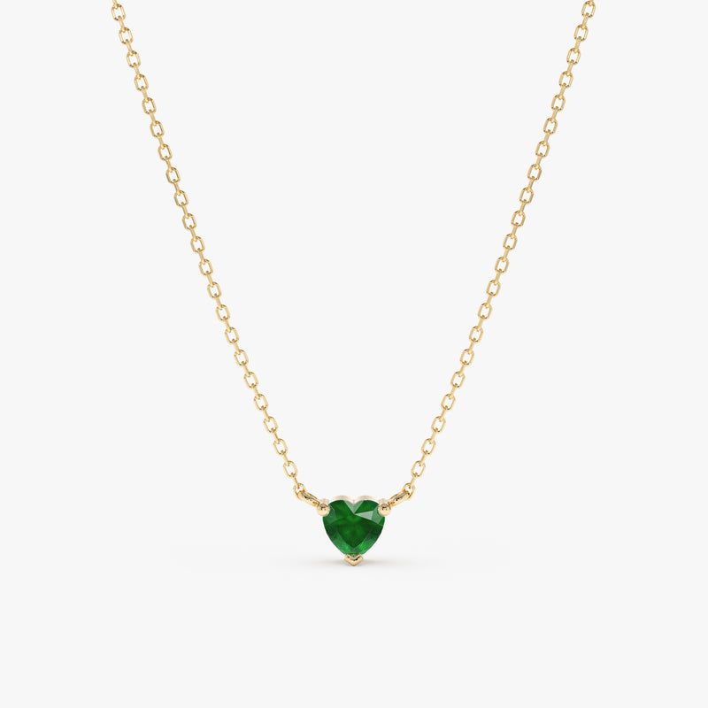 yellow gold emerald heart necklace