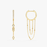 Diamond Chain Drop Huggies, Kenzie