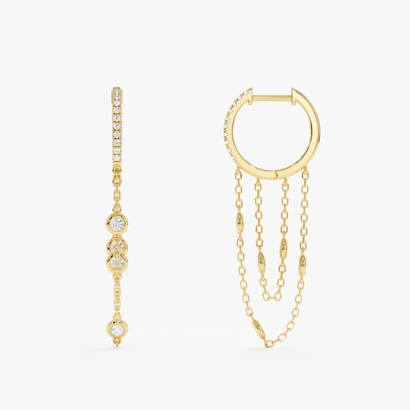 Diamond Chain Drop Huggies, Kenzie