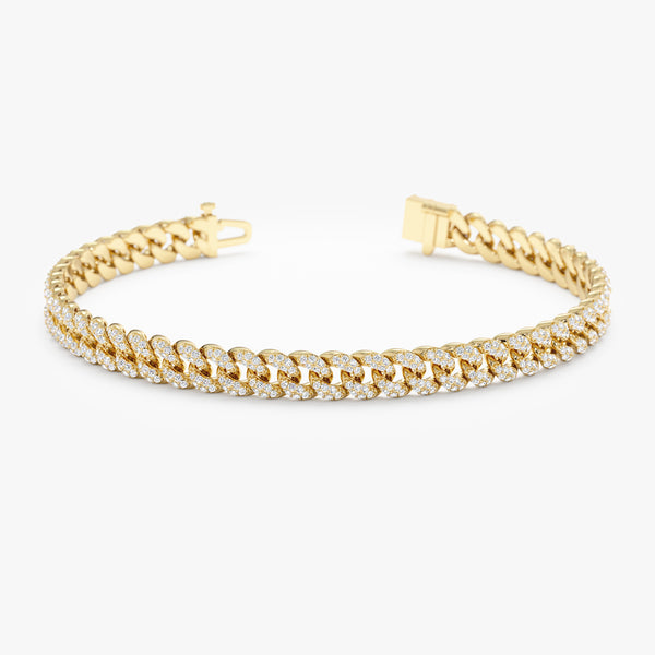 yellow gold pave miami chain 