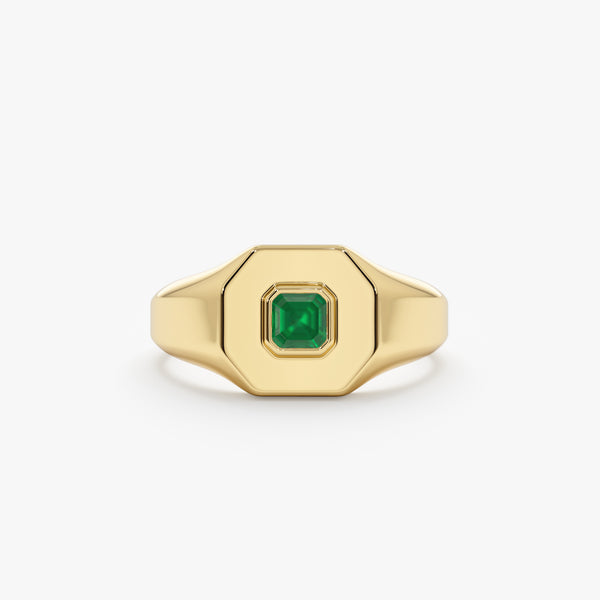 square emerald gold band