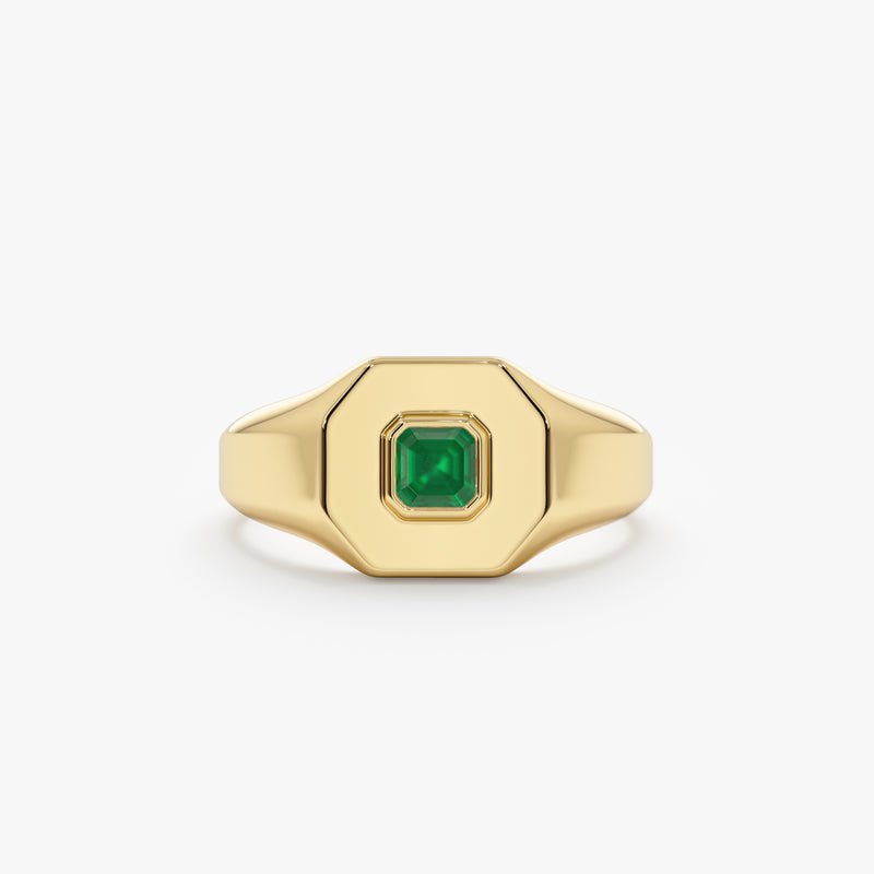 square emerald gold band