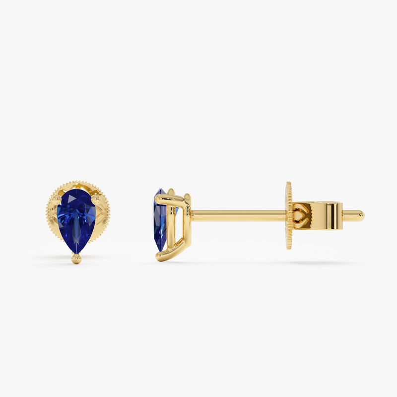Petite Pear Cut Natural Sapphire Studs, Ismerie