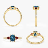 Three Stone Blue Topaz Cocktail Ring, Maelis