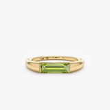 Yellow Gold Baguette Peridot Signet Ring
