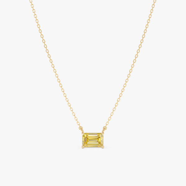 Emerald Cut Yellow Sapphire Necklace, Lexa