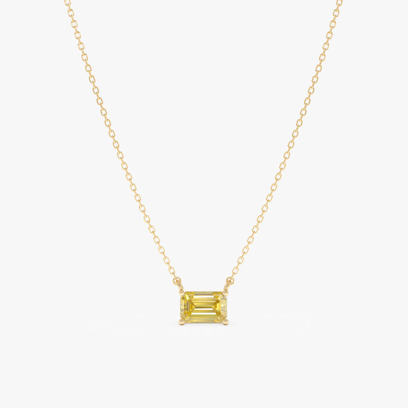Emerald Cut Yellow Sapphire Necklace, Lexa