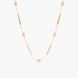 Natural Diamond & Bar Station Necklace, Meliora