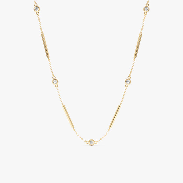 Natural Diamond & Bar Station Necklace, Meliora