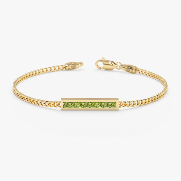 Peridot Bar Bracelet, Kira