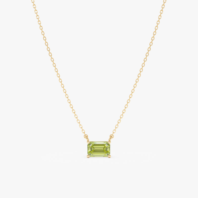 Emerald Cut Peridot Necklace, Lexa