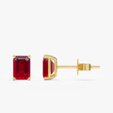 Large Octagon Ruby Stud Earrings, Lexa