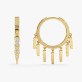 Diamond Dangle Huggie Hoop Earrings, Zephania