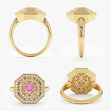 Art Deco Pink Tourmaline & Diamond Ring, Viviana