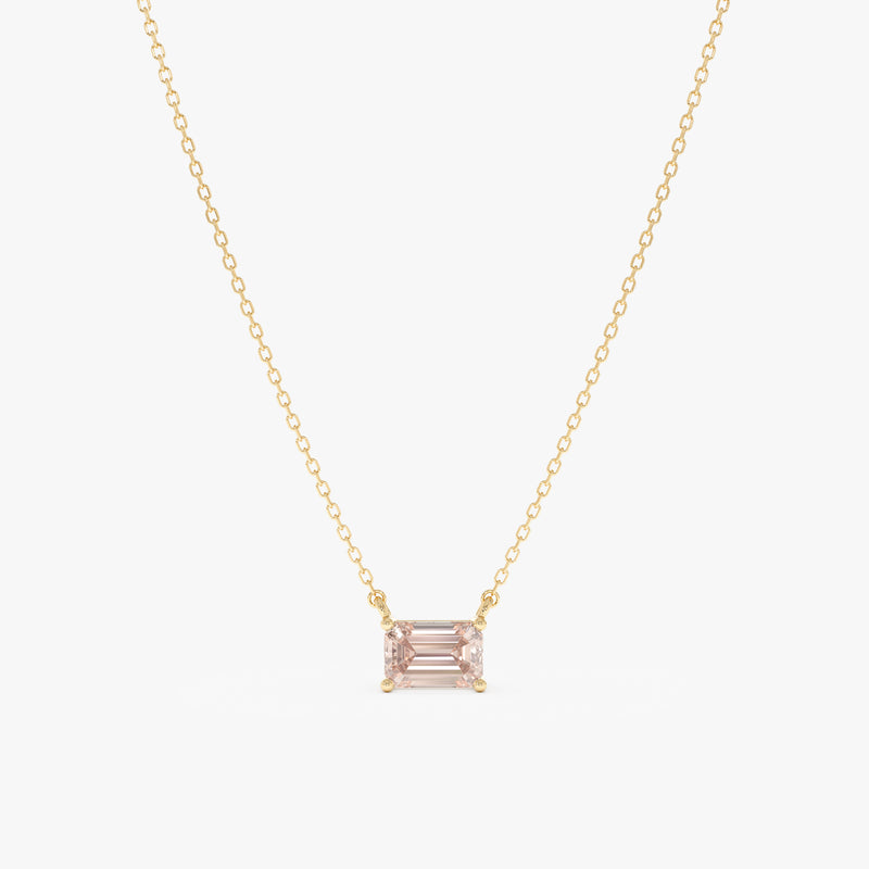 Emerald Cut Morganite Necklace, Lexa