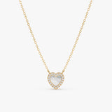 yellow gold diamond pearl heart necklace