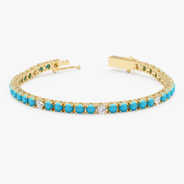 Turquoise and Lab Diamond Tennis Bracelet, Yelaina