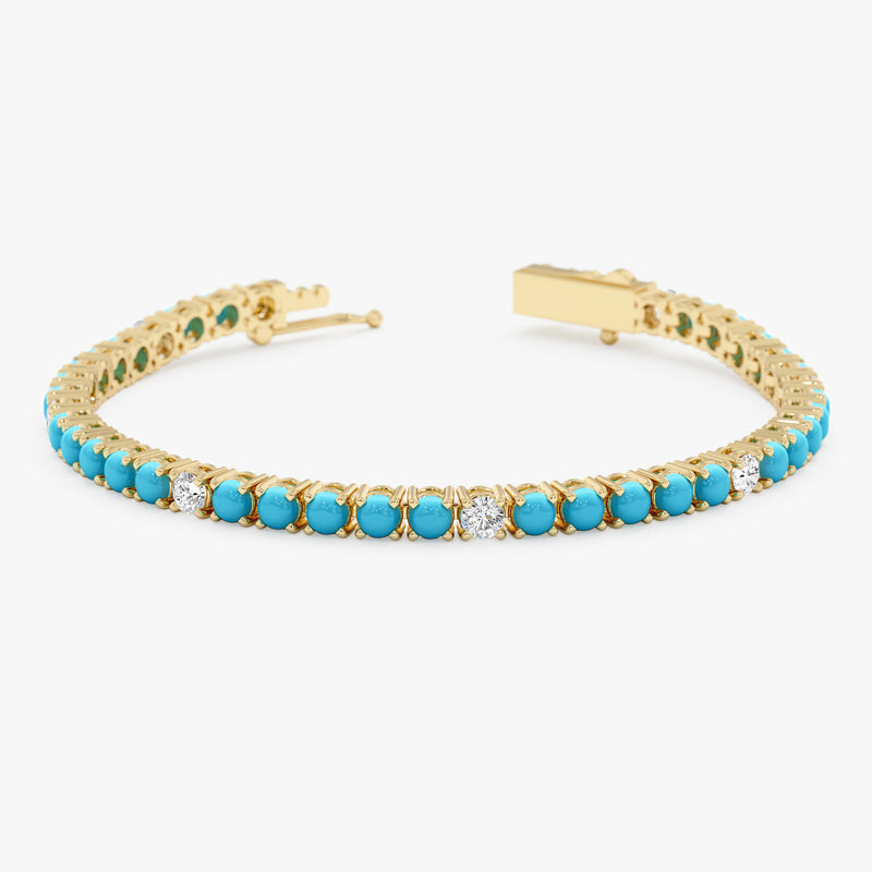 Turquoise and Lab Diamond Tennis Bracelet, Yelaina