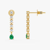 Lab Grown Emerald and Diamond Drop Earrings, Elarithia