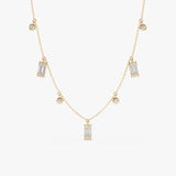 Baguette and Round Diamond Dangle Necklace, Ezri