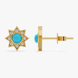 Turquoise and Diamond Starburst Earrings, Soraleia